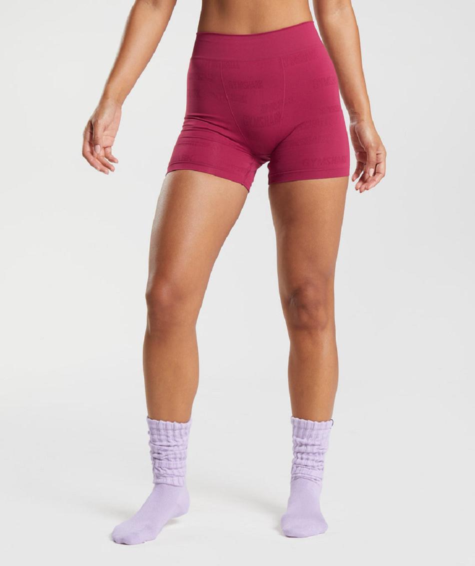 Boxer Damskie Gymshark Seamless Jacquard Różowe | PL 3129ZUT